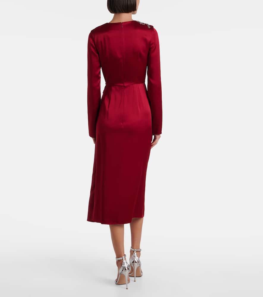 Crystal-embellished satin cady cocktail dress