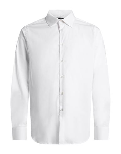 Man Shirt White Size 17 Cotton, Elastane