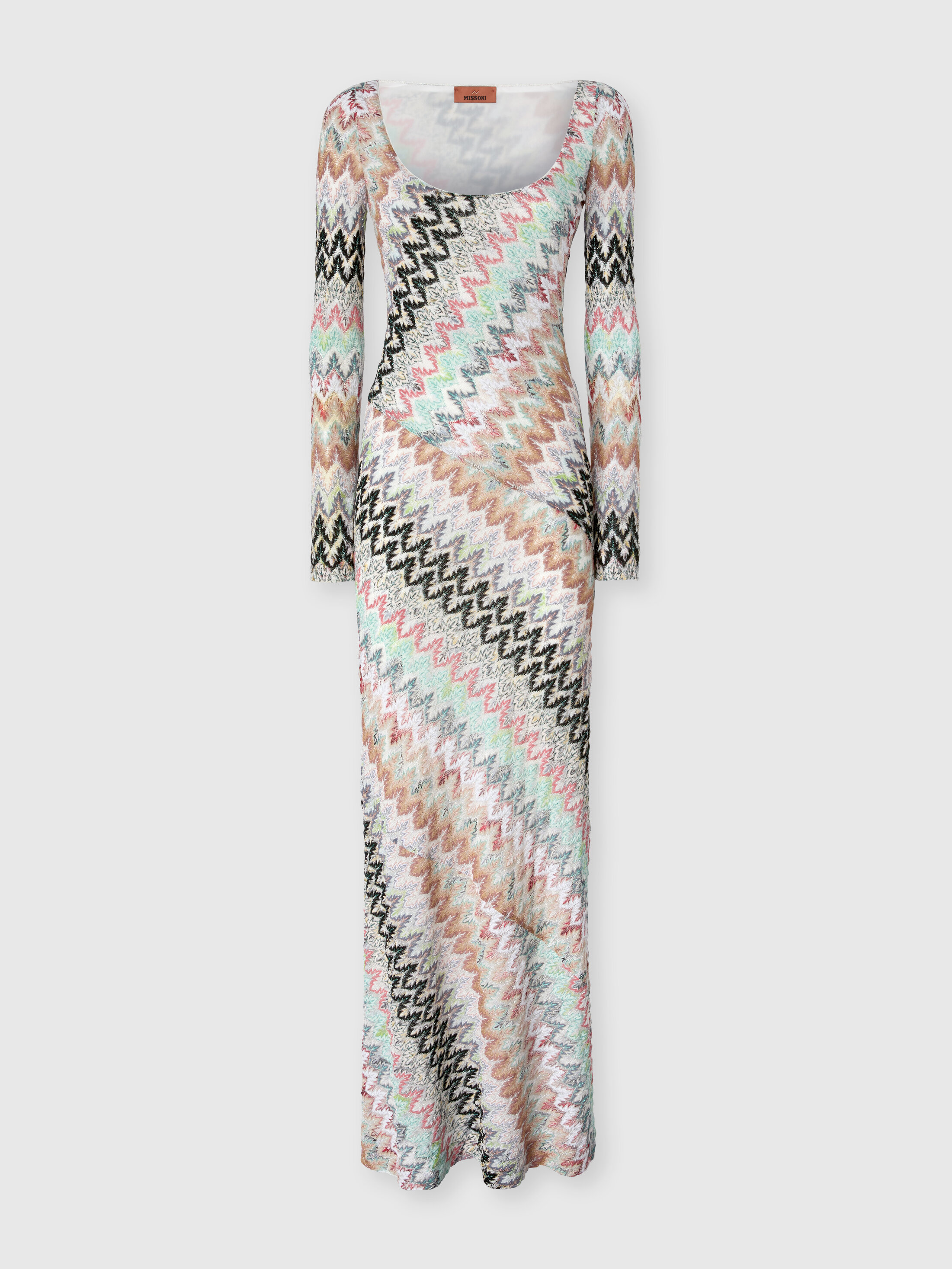 Missoni - Viscose and Cotton Gown with Round Neck, Women, Green& Brown