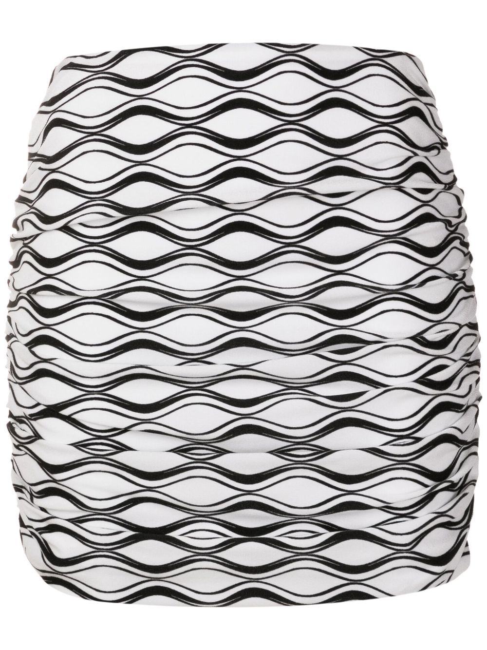 Ruched wave-print mini skirt - White