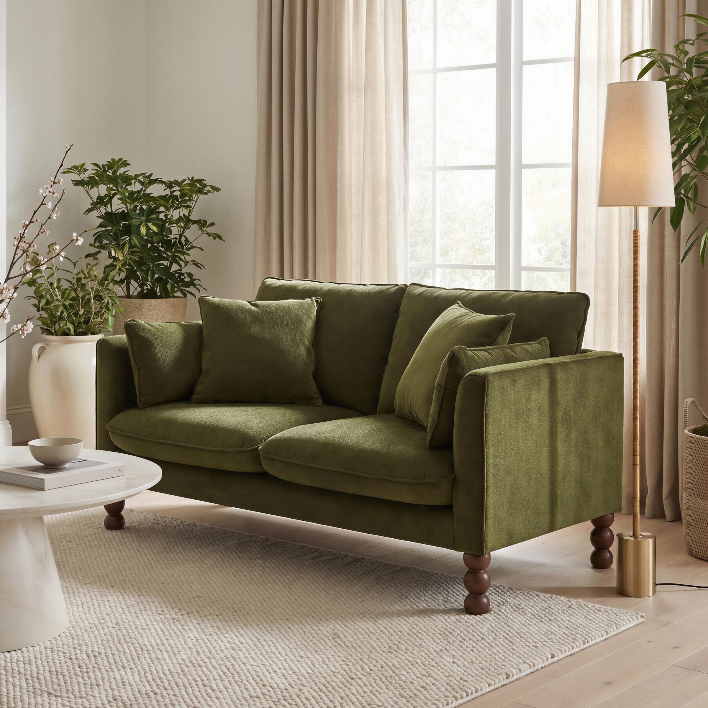 Furnitureboxuk Monroe Chenille Fabric 2 Seater Sofa In Green