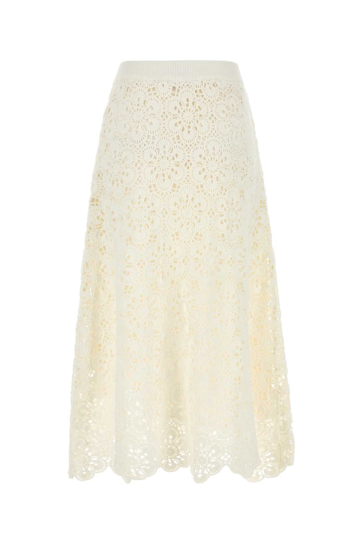 Farm Rio White Crochet Skirt