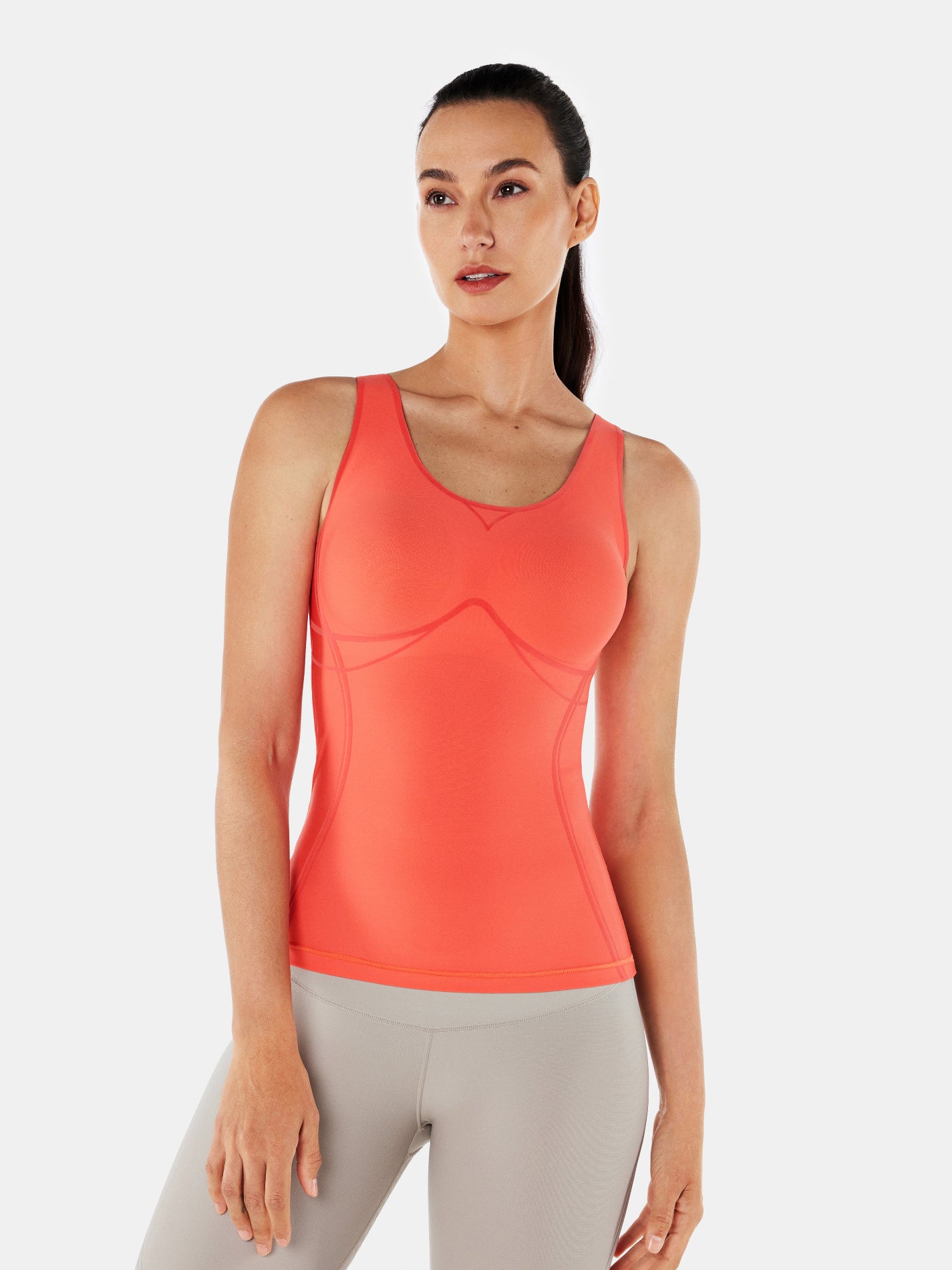 Body Sculpt Long Bra Tank - Coral Pink