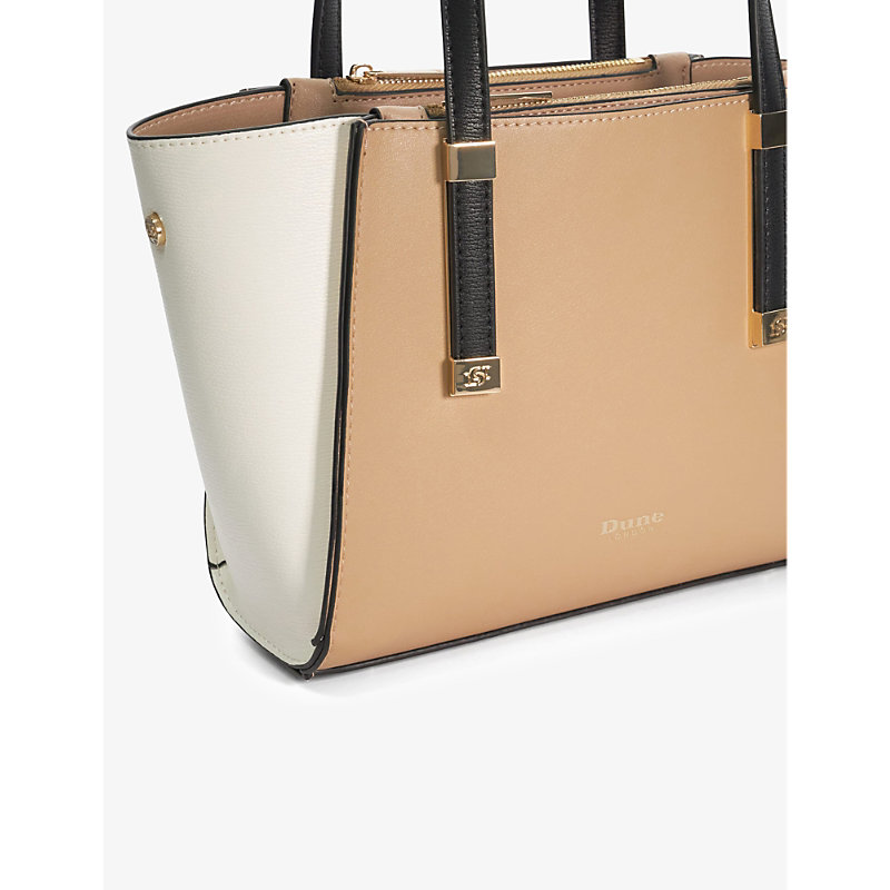 Womens Camel-synthetic Dinky Dresden Colour-block Faux-leather Tote bag 