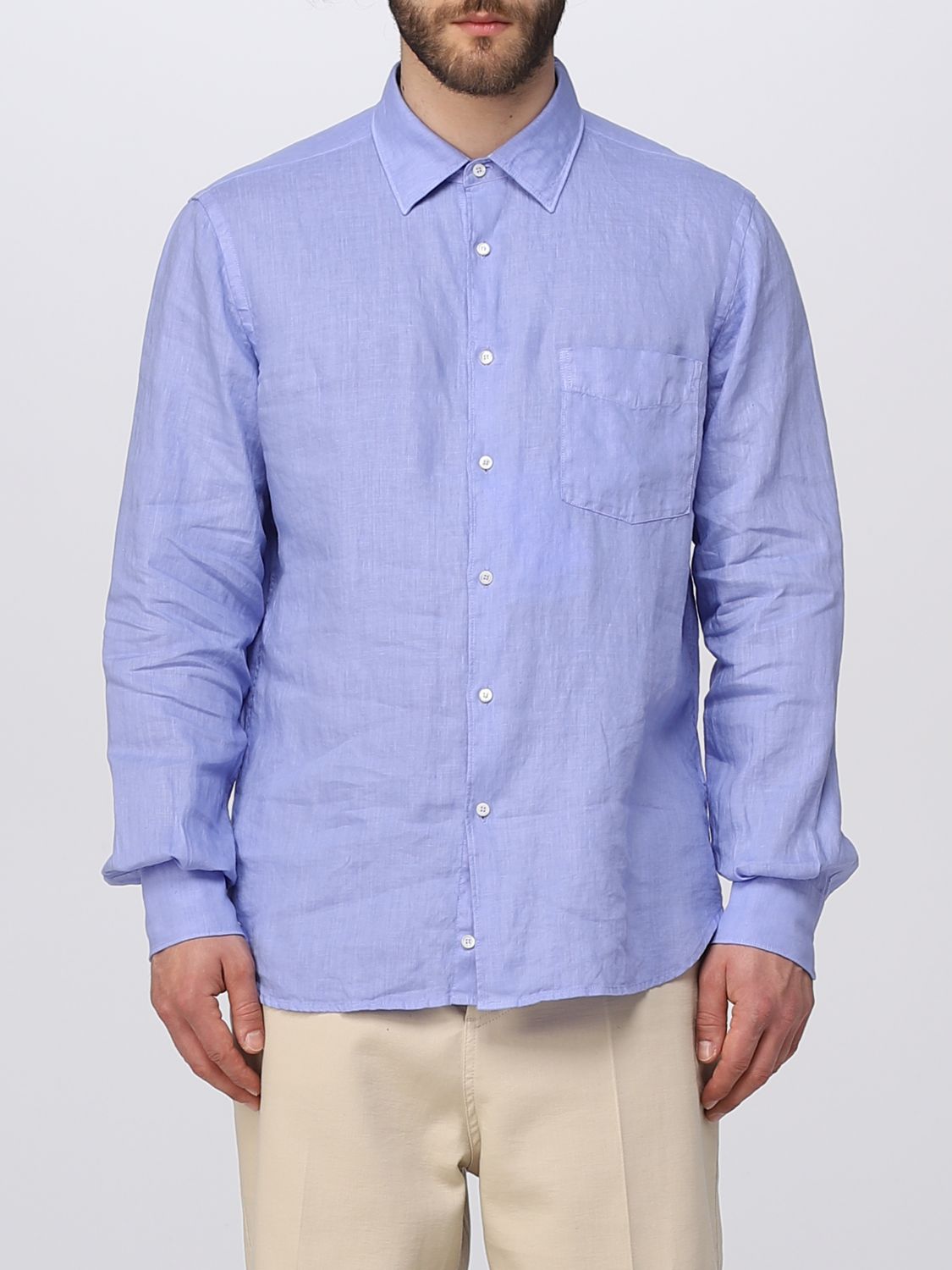 Shirt Men color Gnawed Blue