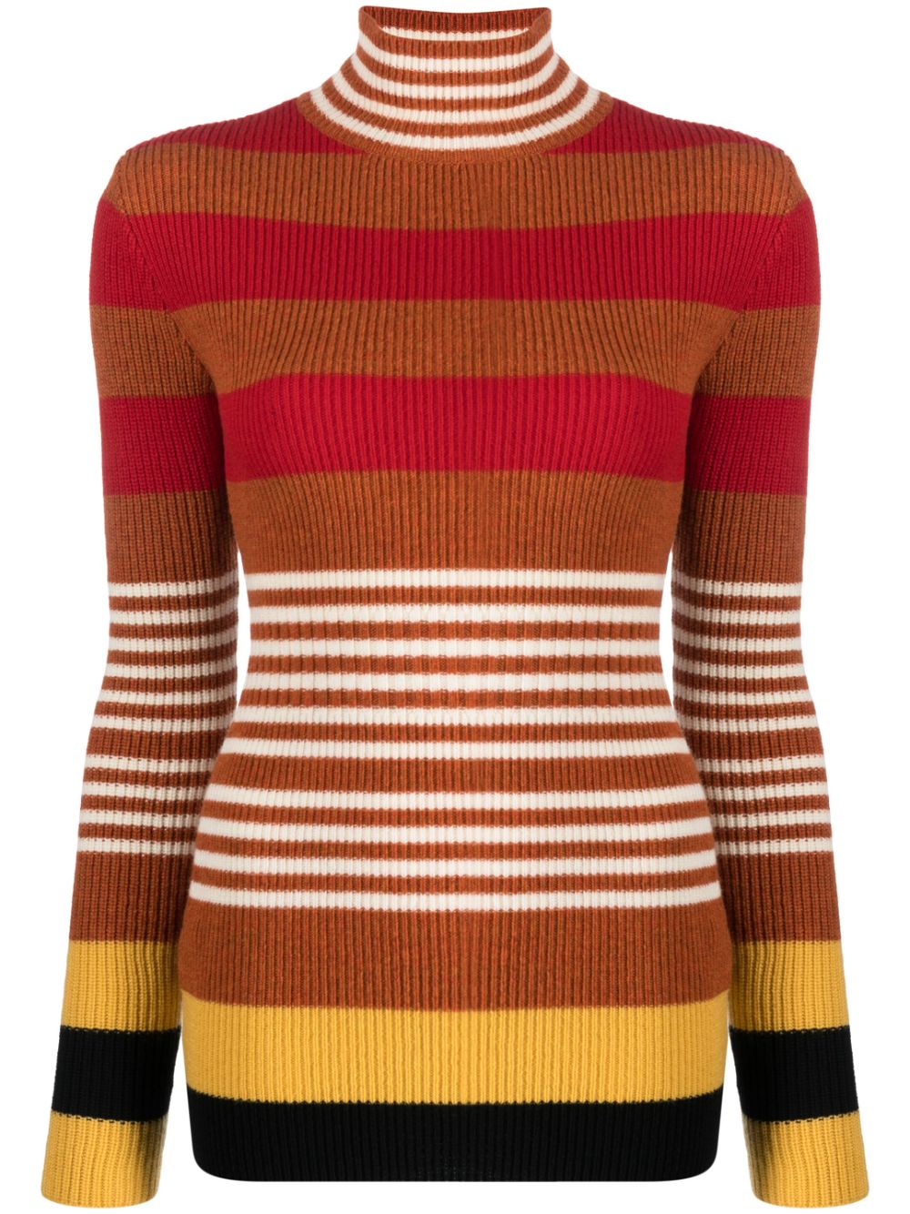 Striped virgin wool jumper - Red
