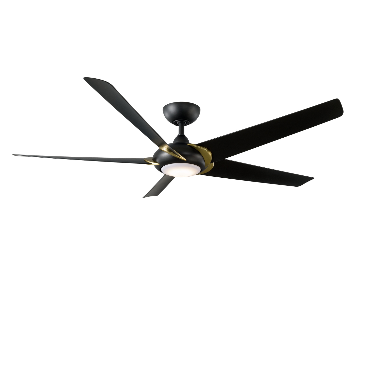 Soft Brass Arms Matte Black 62" Ceiling Fan from the Lucid Collection