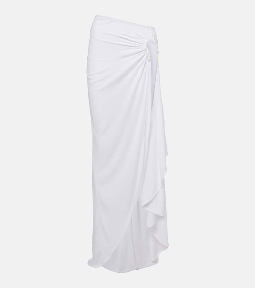 Crescent draped asymmetric midi skirt