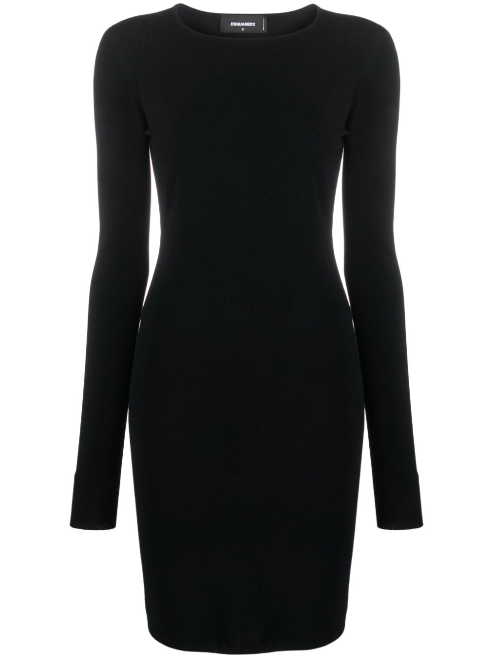 Open-back fine-ribbed minidress - Black