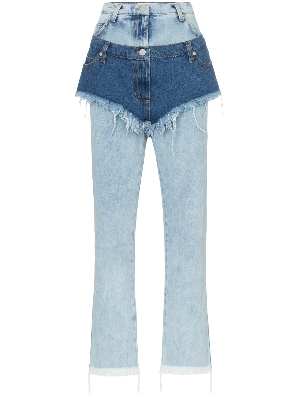 High waist layered shorts jeans - Blue