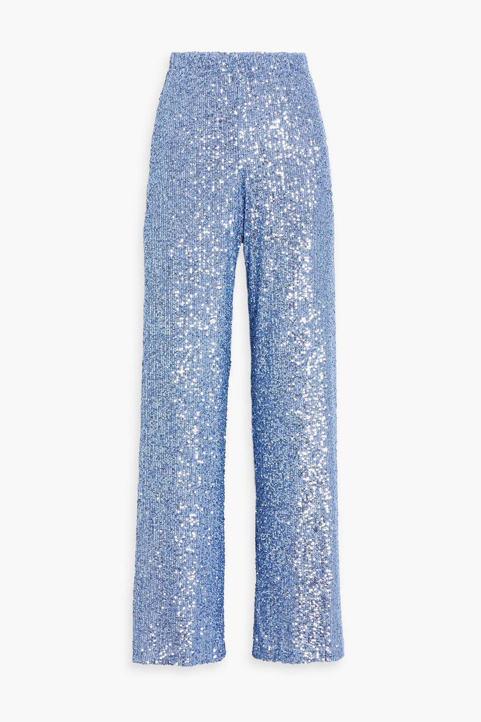 Sequined stretch-tulle wide-leg pants - Blue - M
