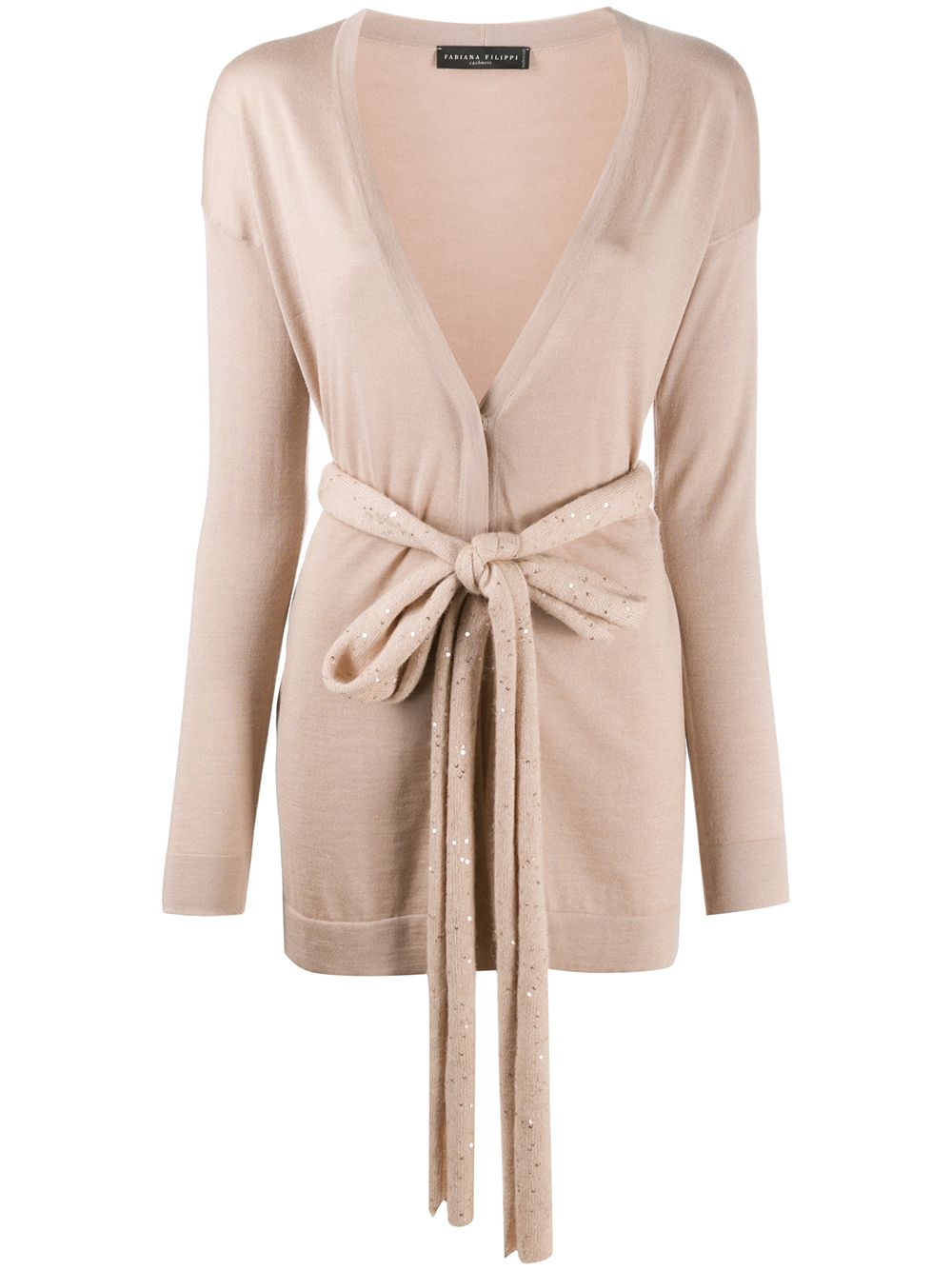 Silk waist-tied cardigan - Neutrals