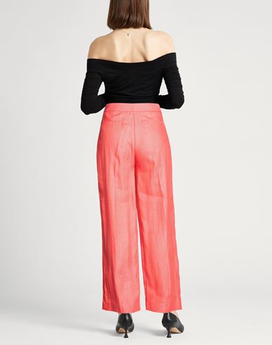 Woman Pants Coral Size 8 Linen, Polyamide
