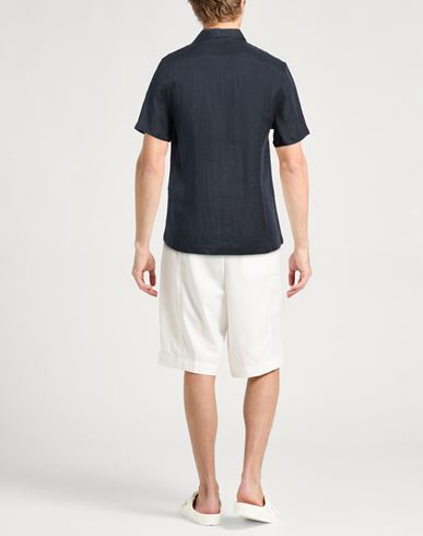 Alpha Studio Man Shirt Navy Size 38 Linen