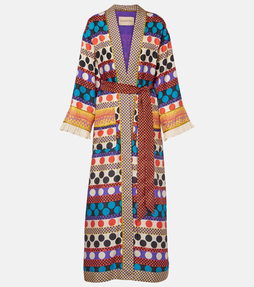 Polka-dot silk beach cover-up