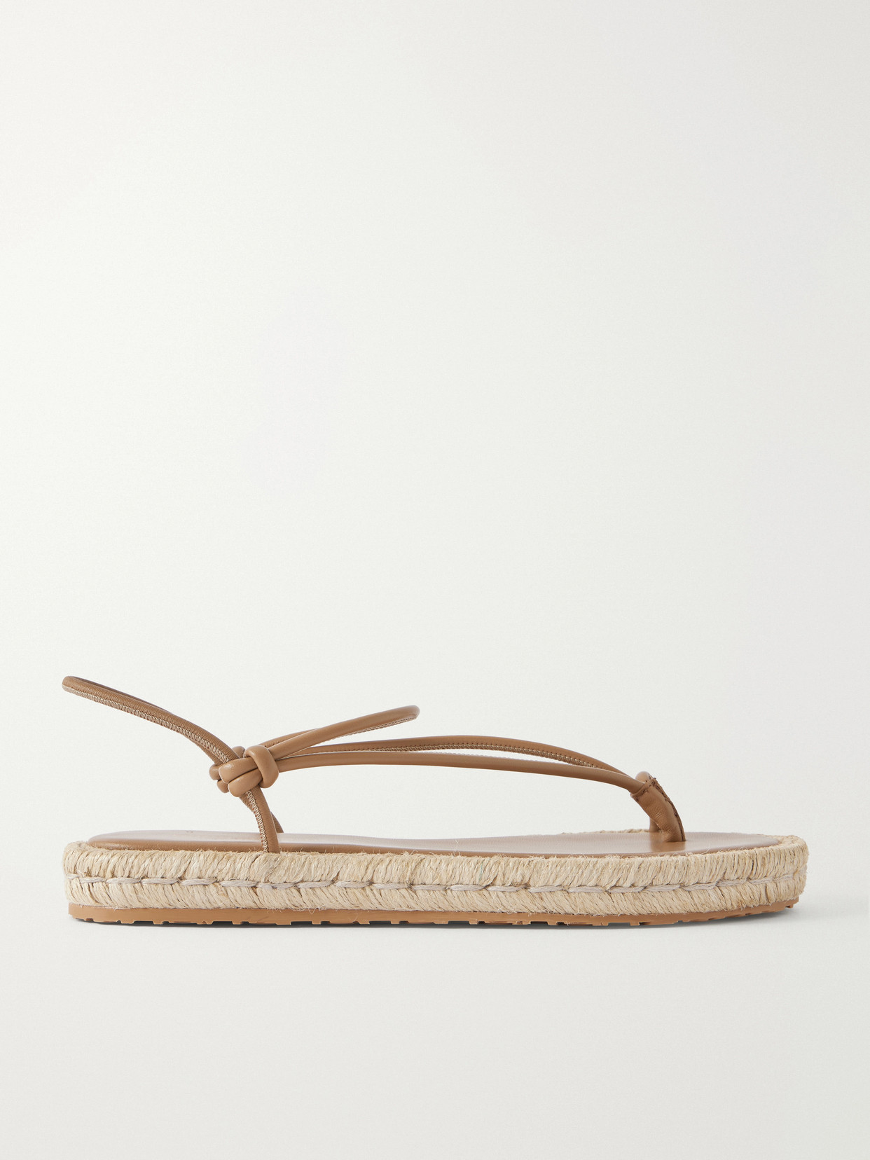 Leather Espadrille Sandals - Camel