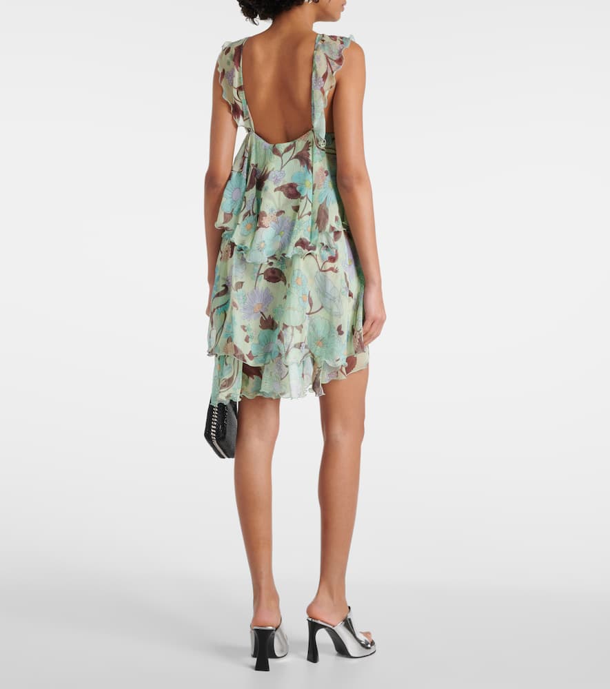 Tiered printed silk minidress
