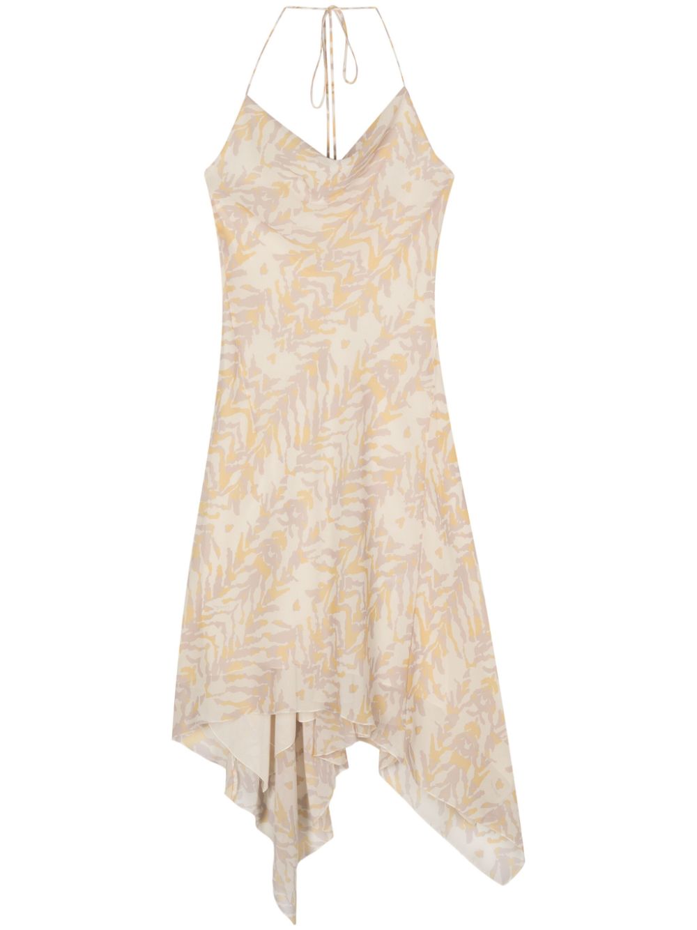 Abstract-pattern handkerchief dress - Neutrals