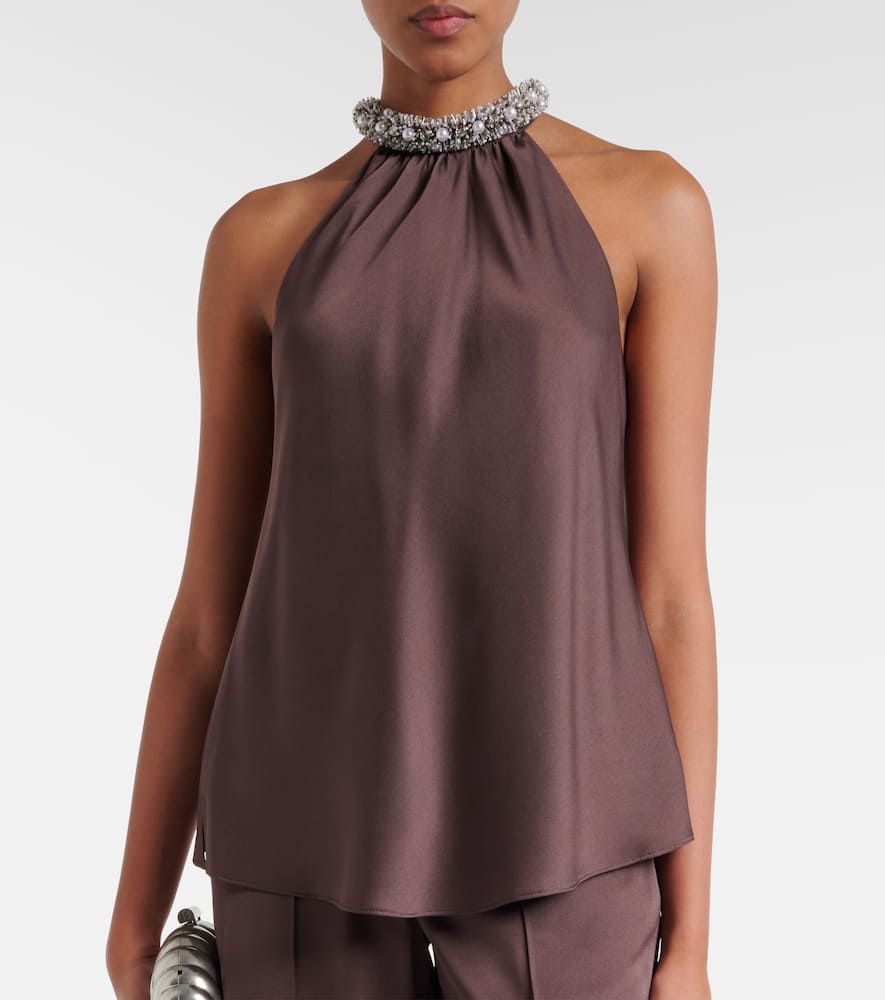 Embellished satin top