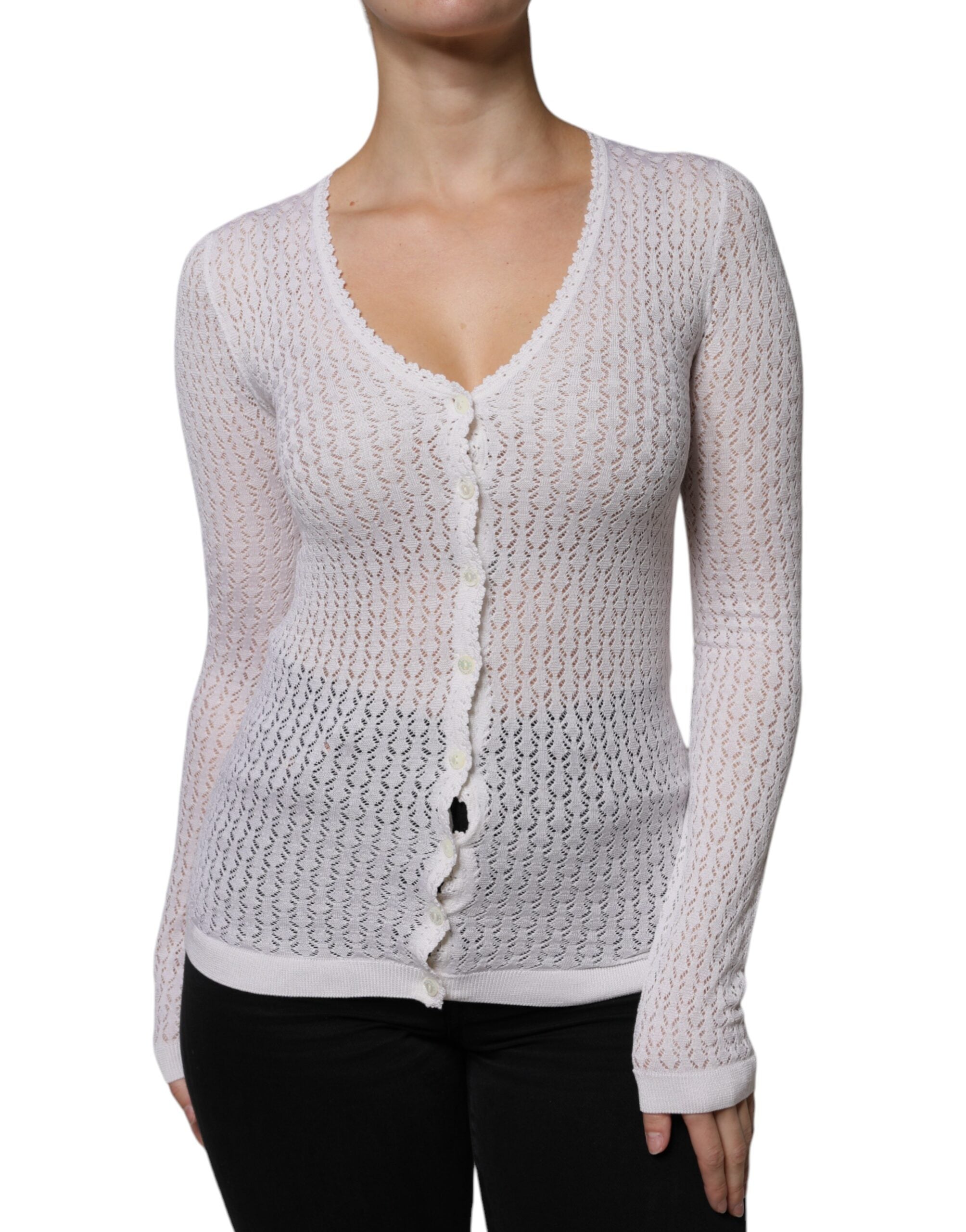 Silk Knit Cardigan — White