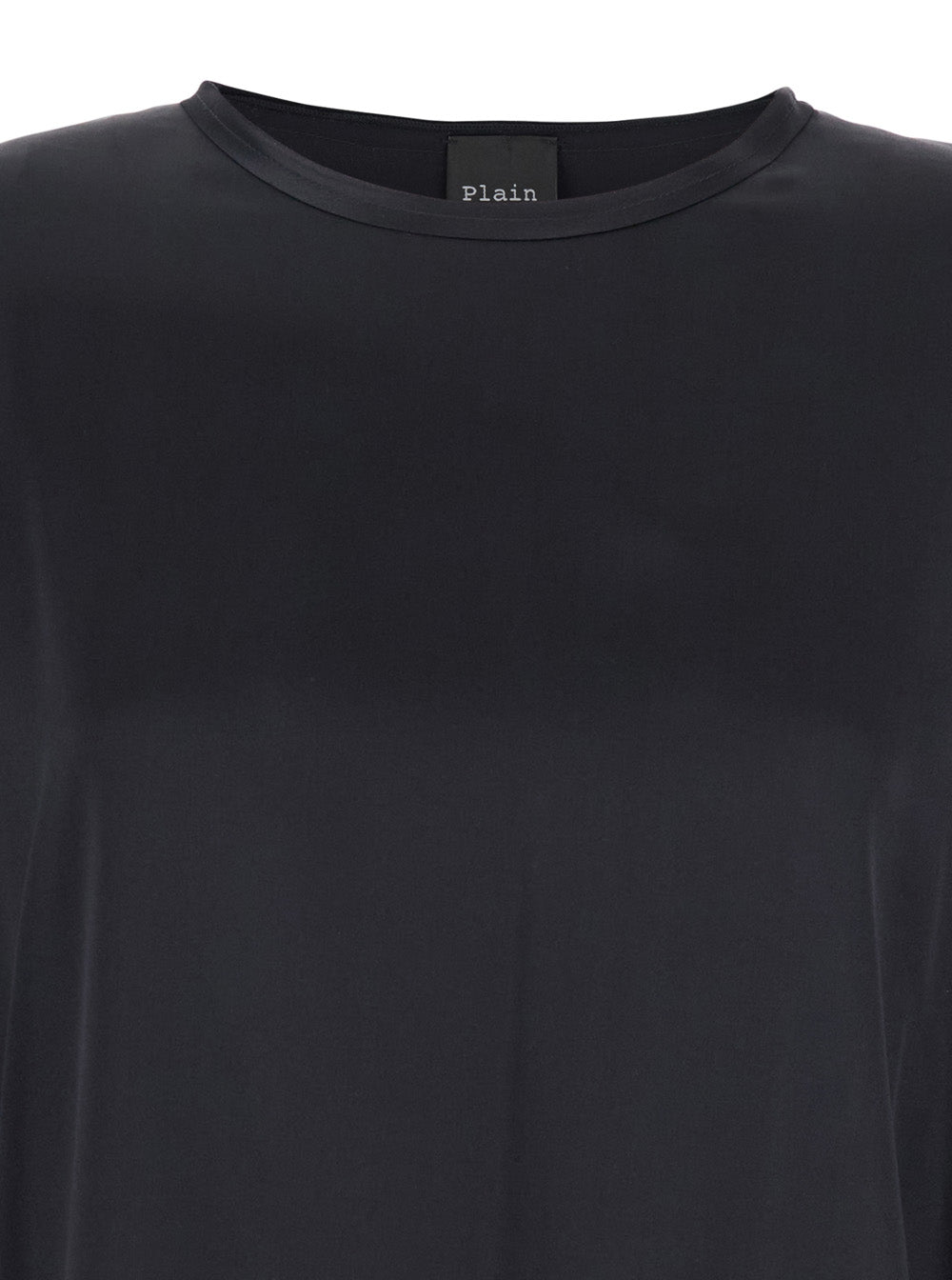 Silk Long-Sleeve Blouse — Black