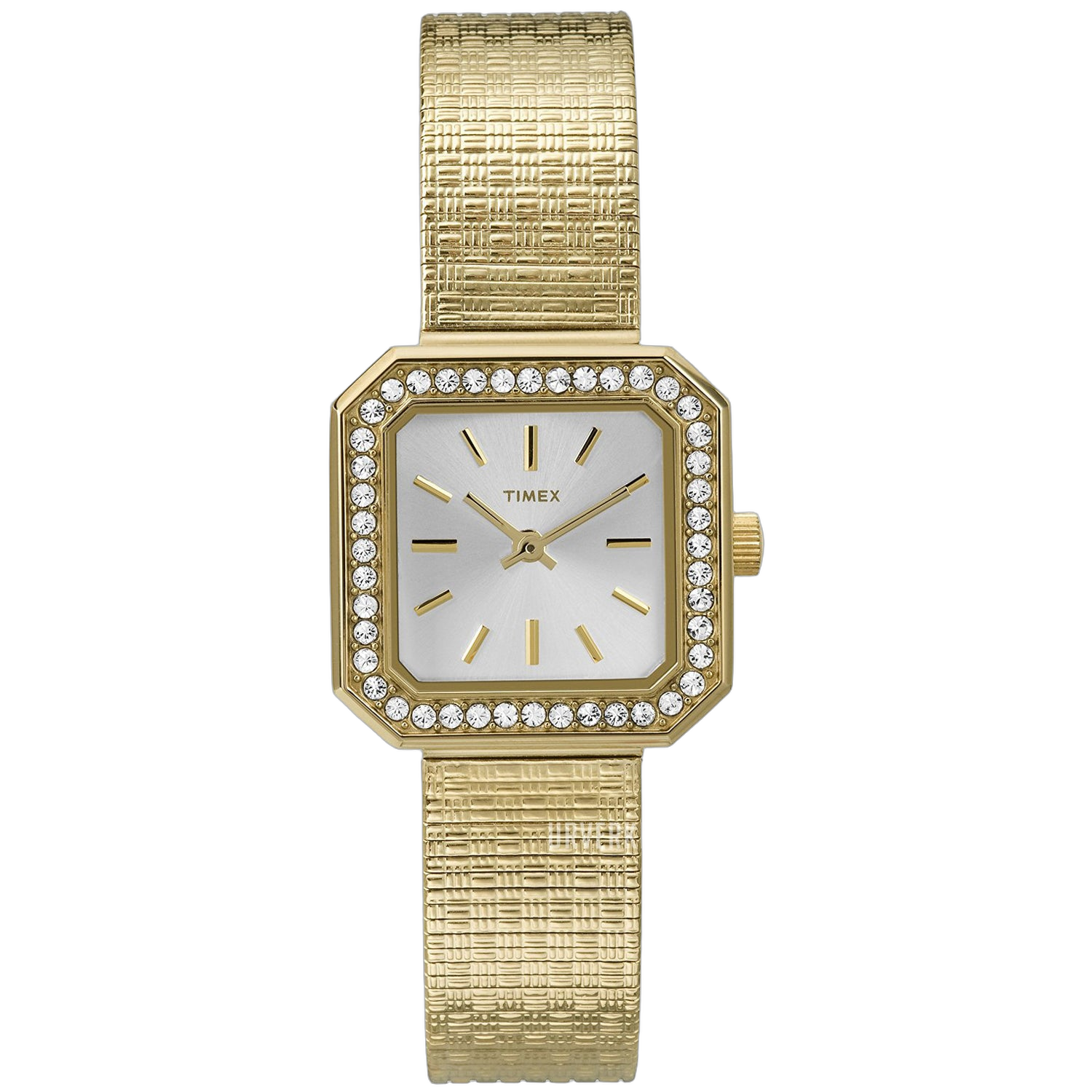 Crystal-Set Square Watch — Gold