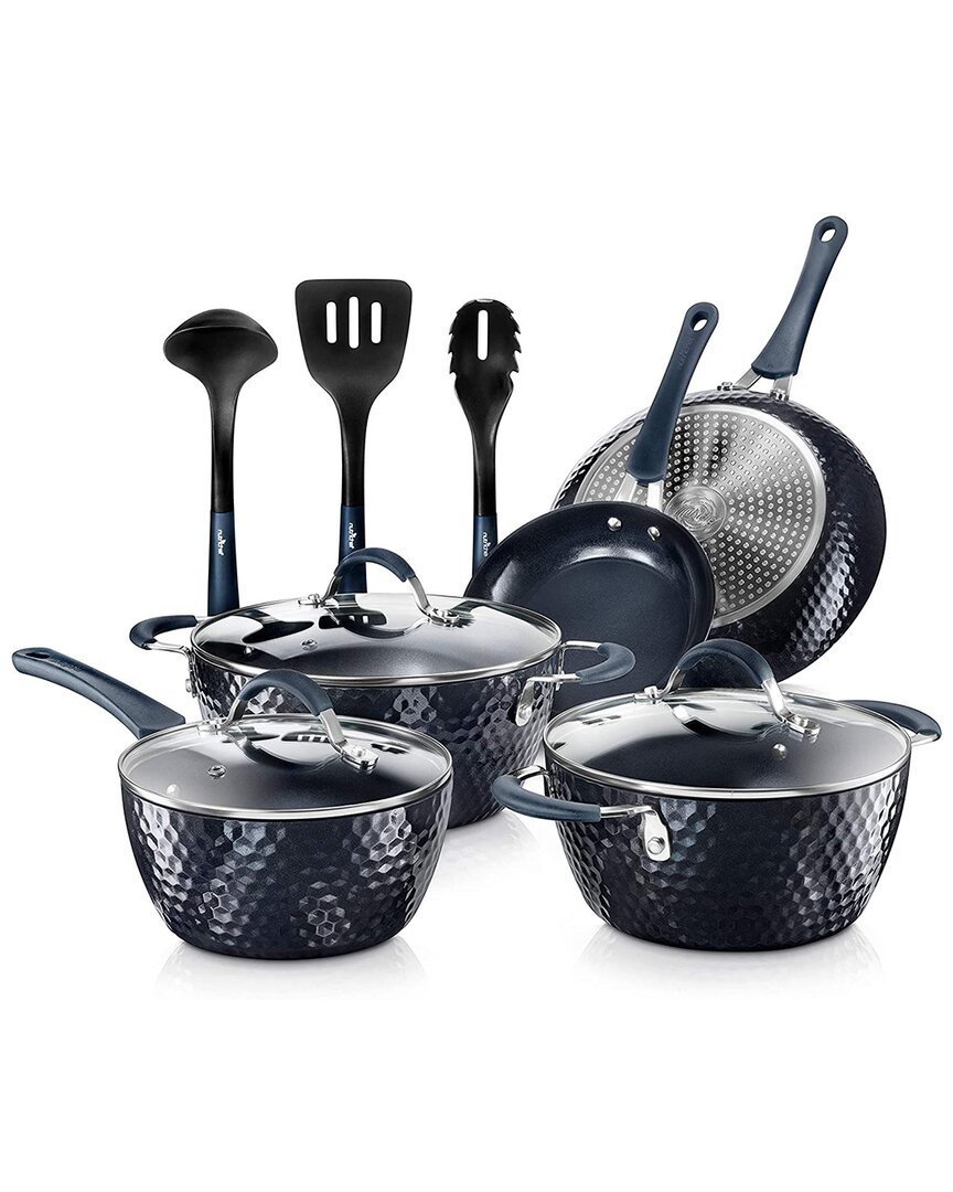 Kitchenware Pots & Pans - Stylish Kitchen Cookware Set With Elegant Diamond Pattern, Non-Stick (11-Piece Set)