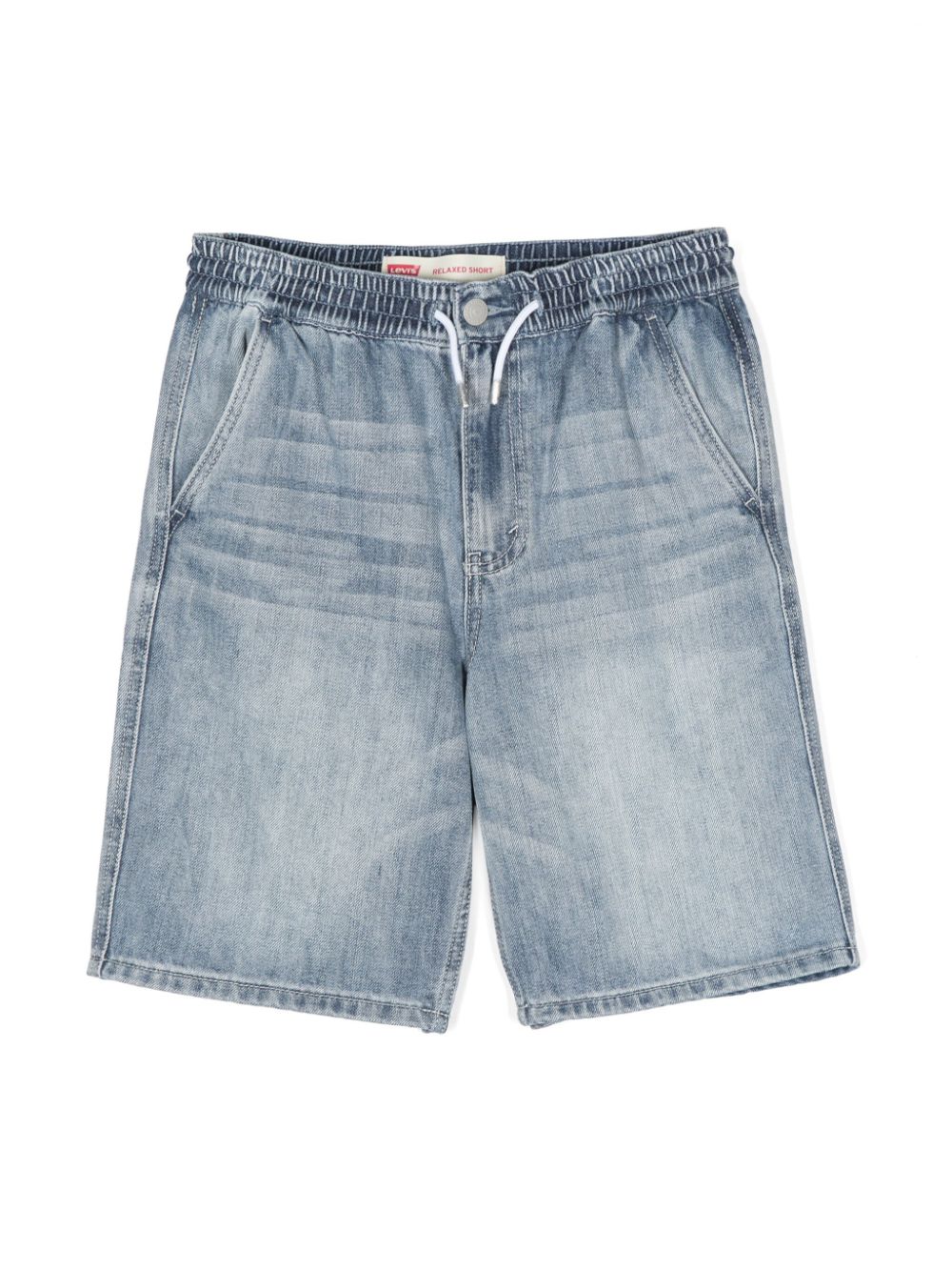 Drawstring-waist denim shorts - Blue