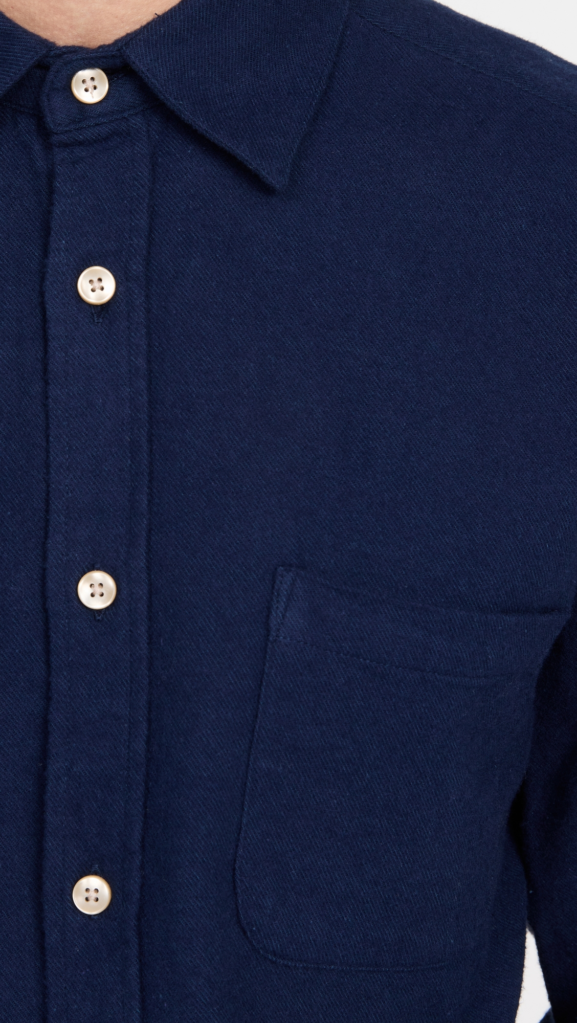 Teca Brushed Flannel Button Down Shirt Navy