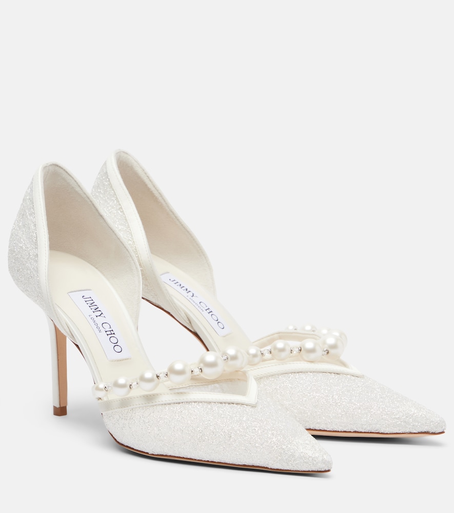 Bridal Aurelie embellished leather pumps