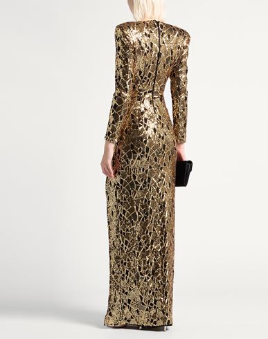Woman Maxi dress Gold Size M Polyester, Elastane