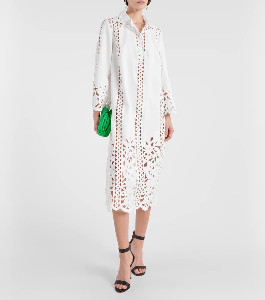 Floral trellis guipure lace-trimmed tunic