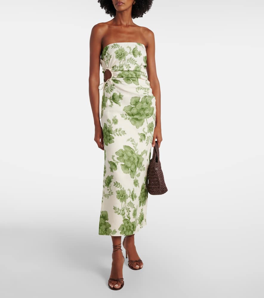 Gardella cutout floral linen midi dress