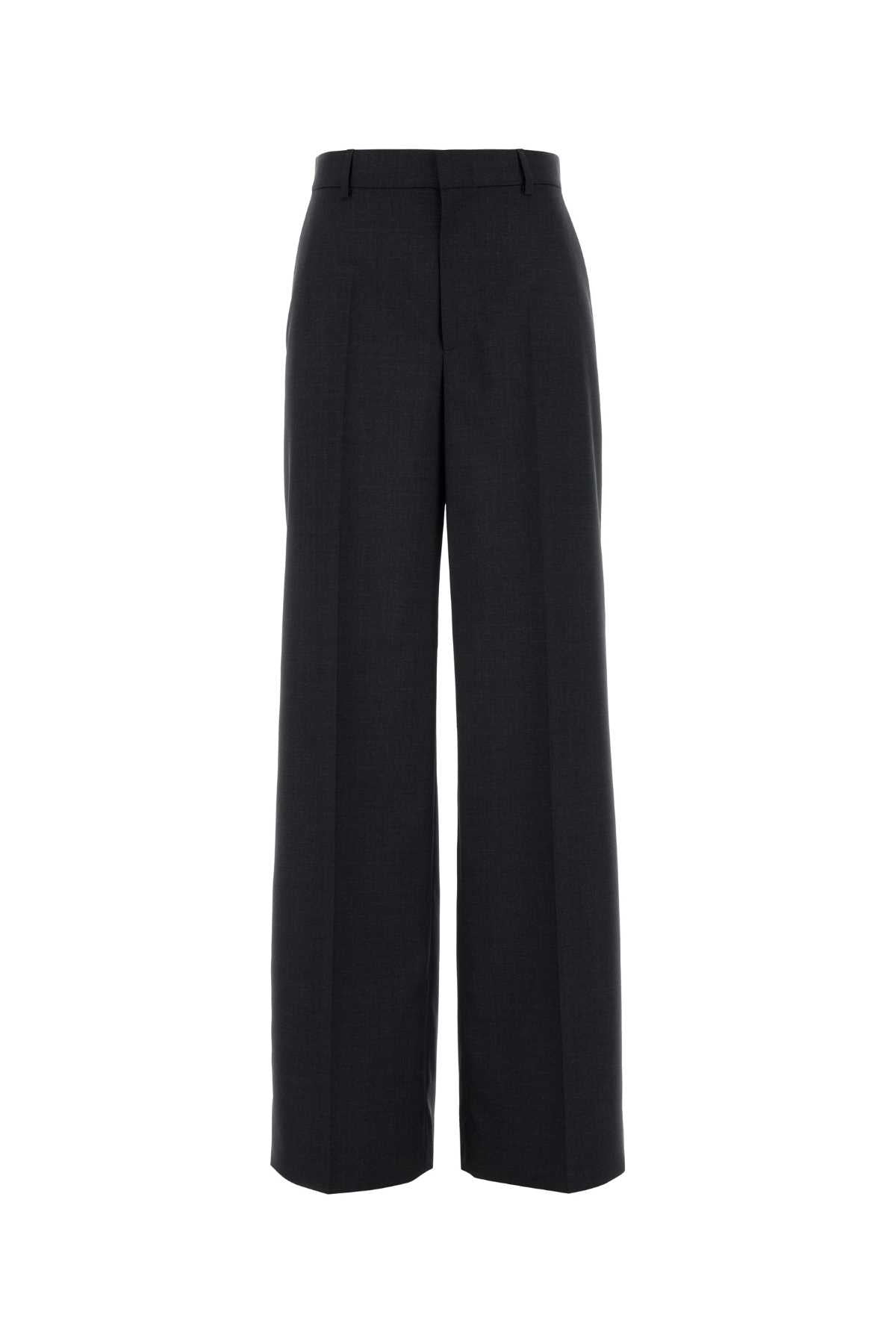 Wool Wide-Leg Trousers — Gray