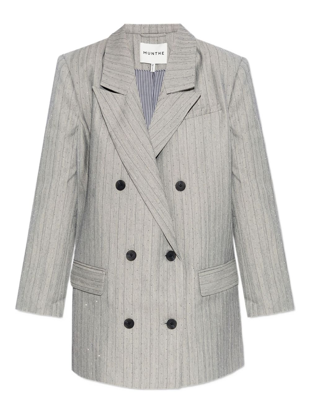 Double-breasted pinstripe blazer - Grey