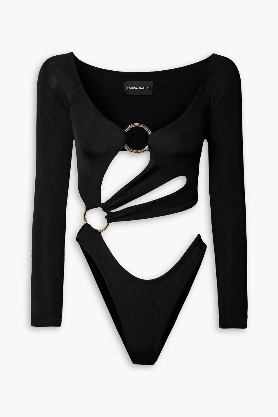 Cutout embellished stretch-jersey bodysuit