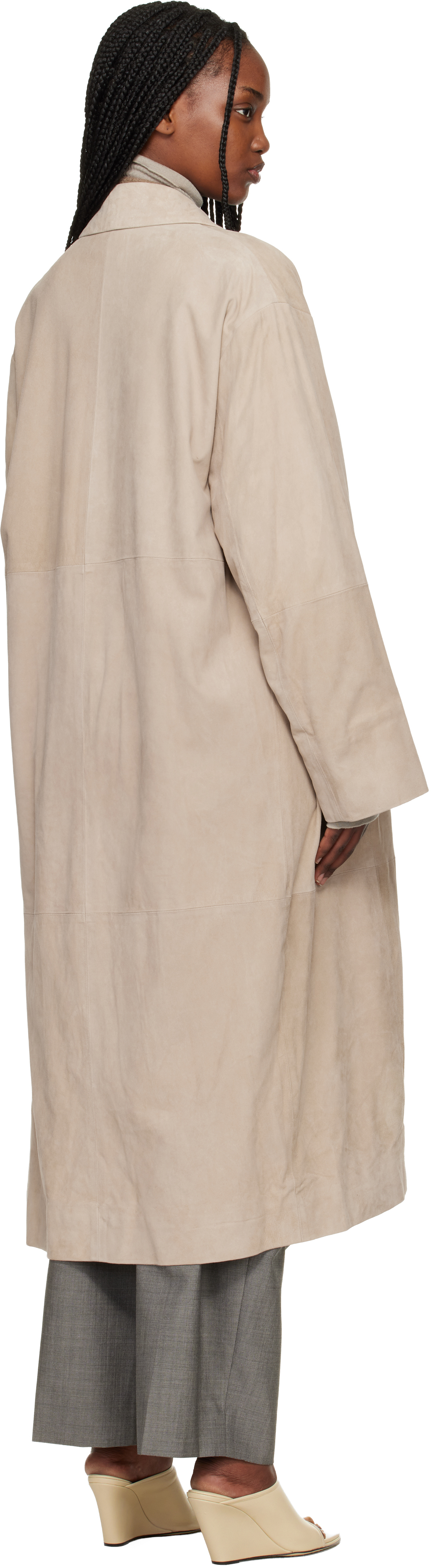 Beige Suede Car Coat