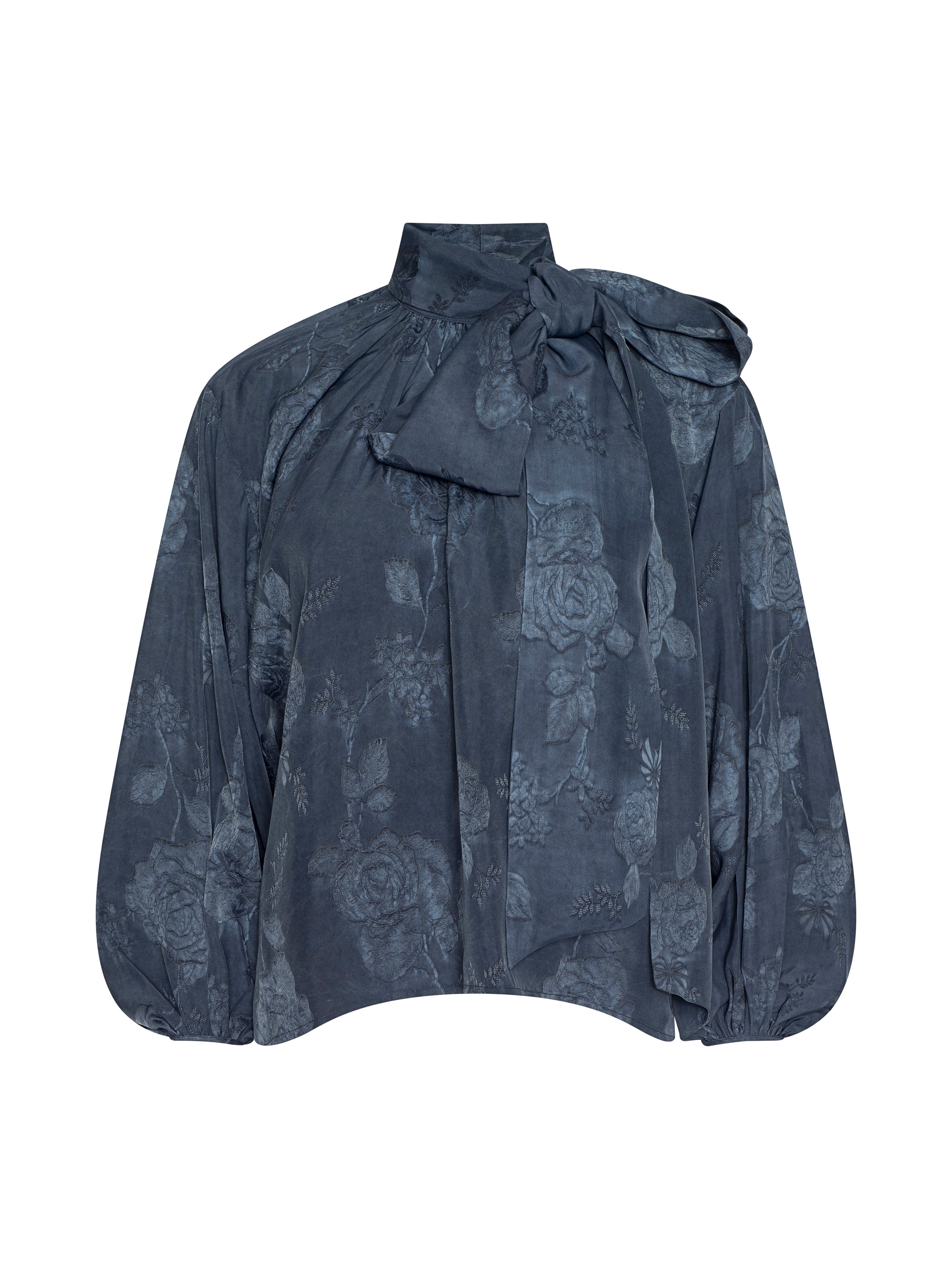 Rhett Oversized Blouse Top In Vintage Indigo Floral