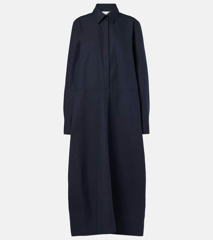 Gathered cotton poplin shirt dress