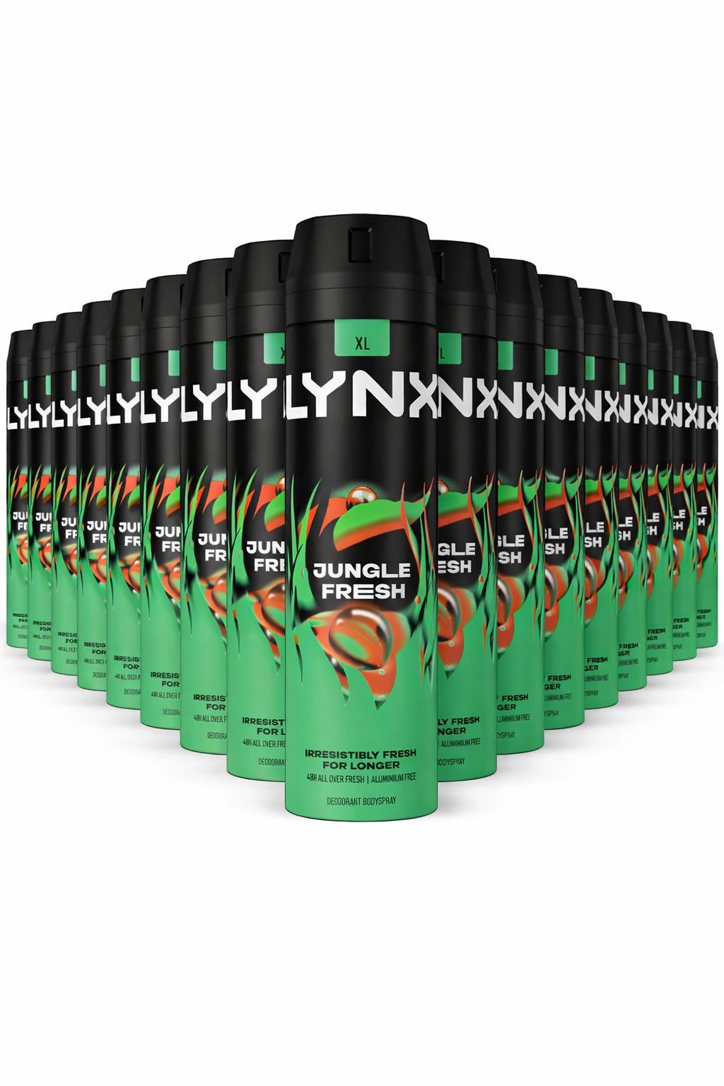 Lynx Jungle Fresh Body Spray Xl Hd Fragrance Deodorant, 200Ml, 30 Pack In Black