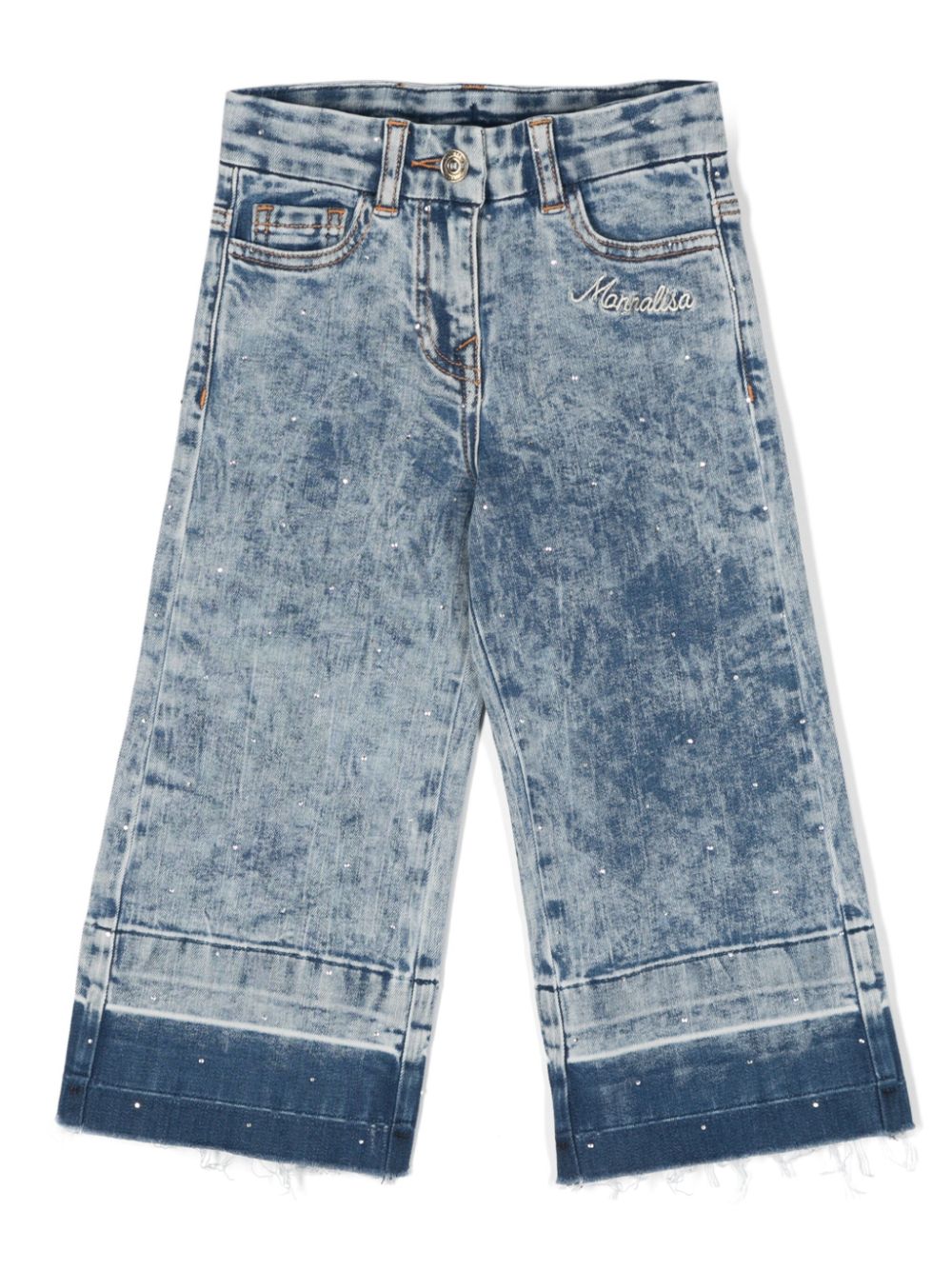 Acid-wash wide-leg jeans - Blue