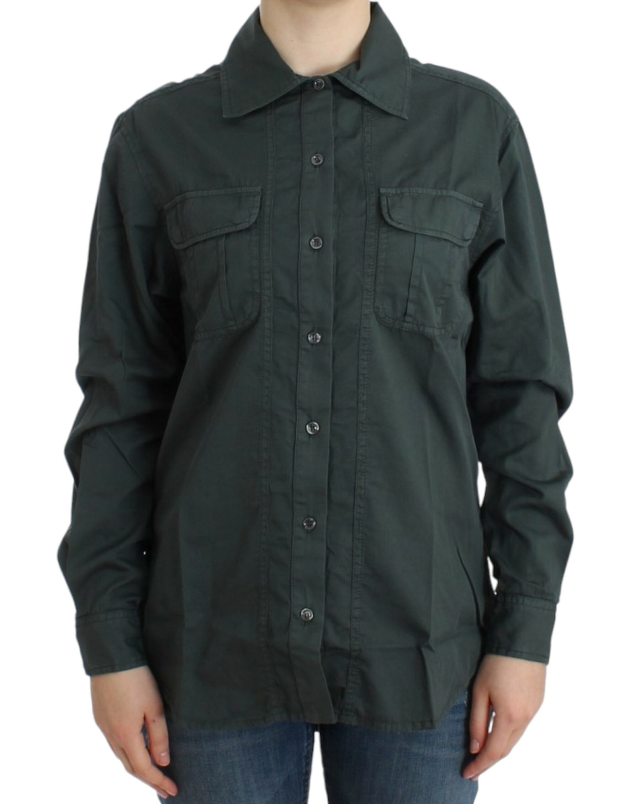 Button-Down Cotton Shirt — Gray