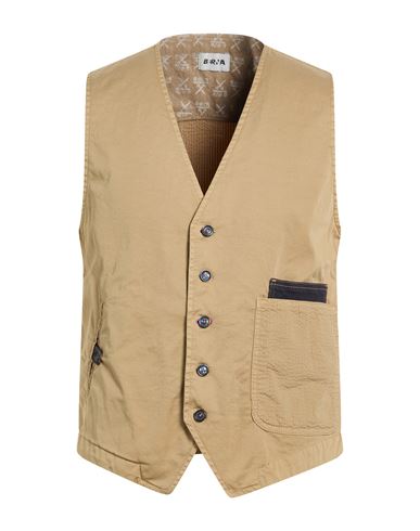 Man Tailored Vest Khaki Size L Cotton, Elastane