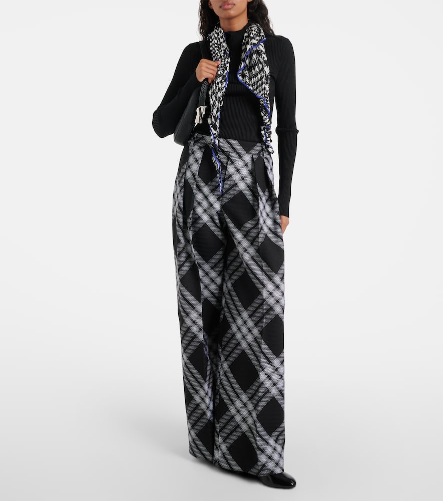 Checked wool wide-leg pants