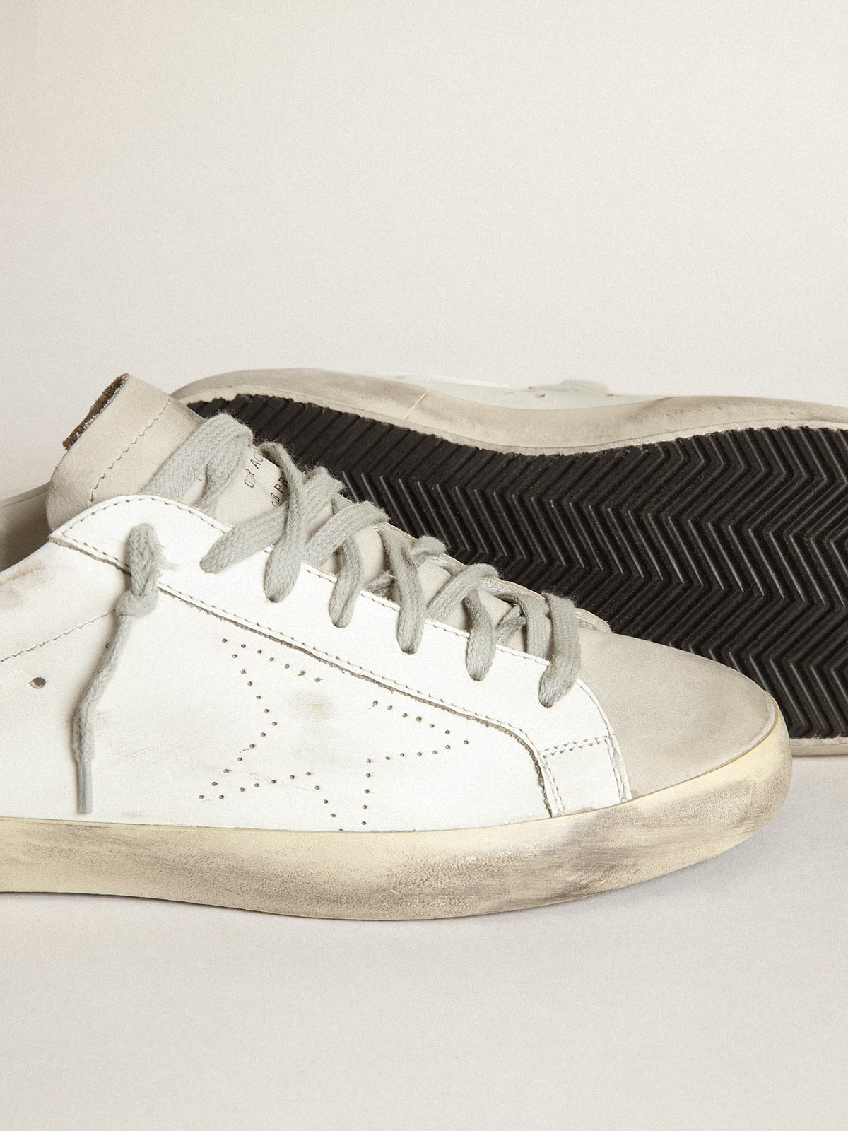 Golden Goose - Men's Super-star With Perforated Star And Ice-gray Heel Tab, Man