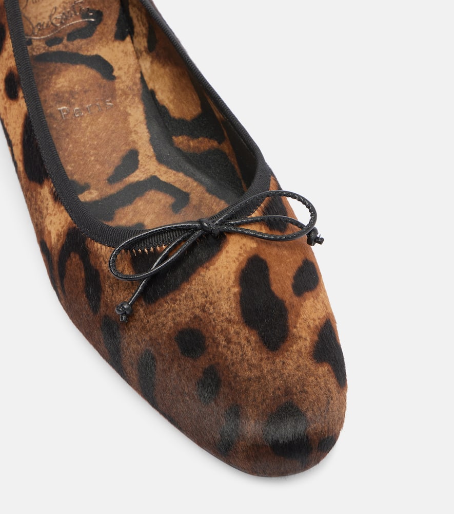 Leopard-print calf hair ballet flats
