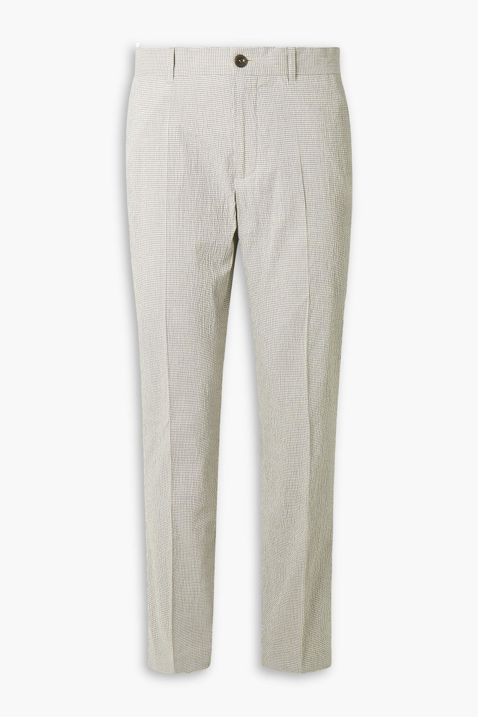 Golf Samuel tapered checked cotton-blend seersucker pants - Brown - 32