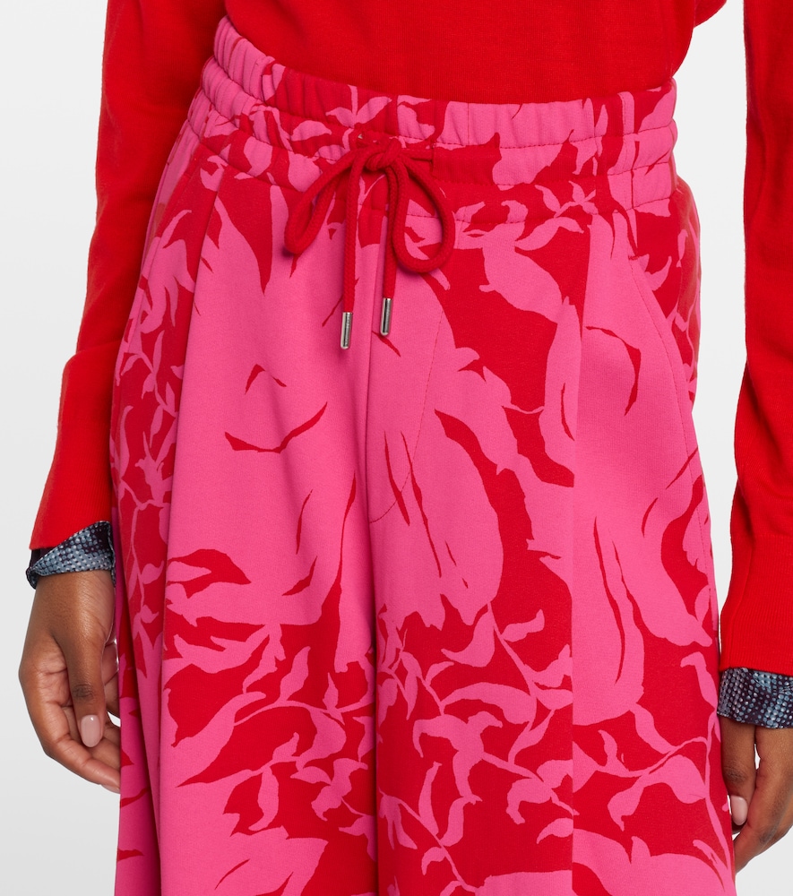 Floral pleated cotton jersey sweatpants