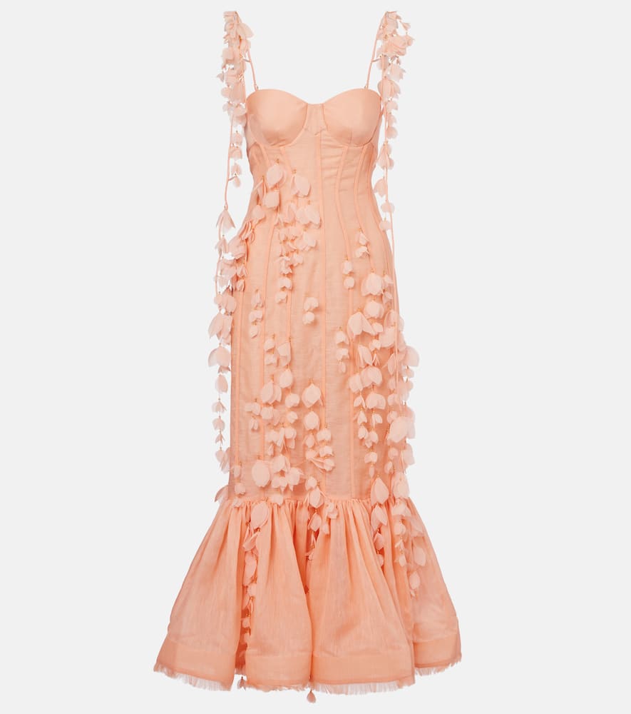 Dawning linen and silk midi dress