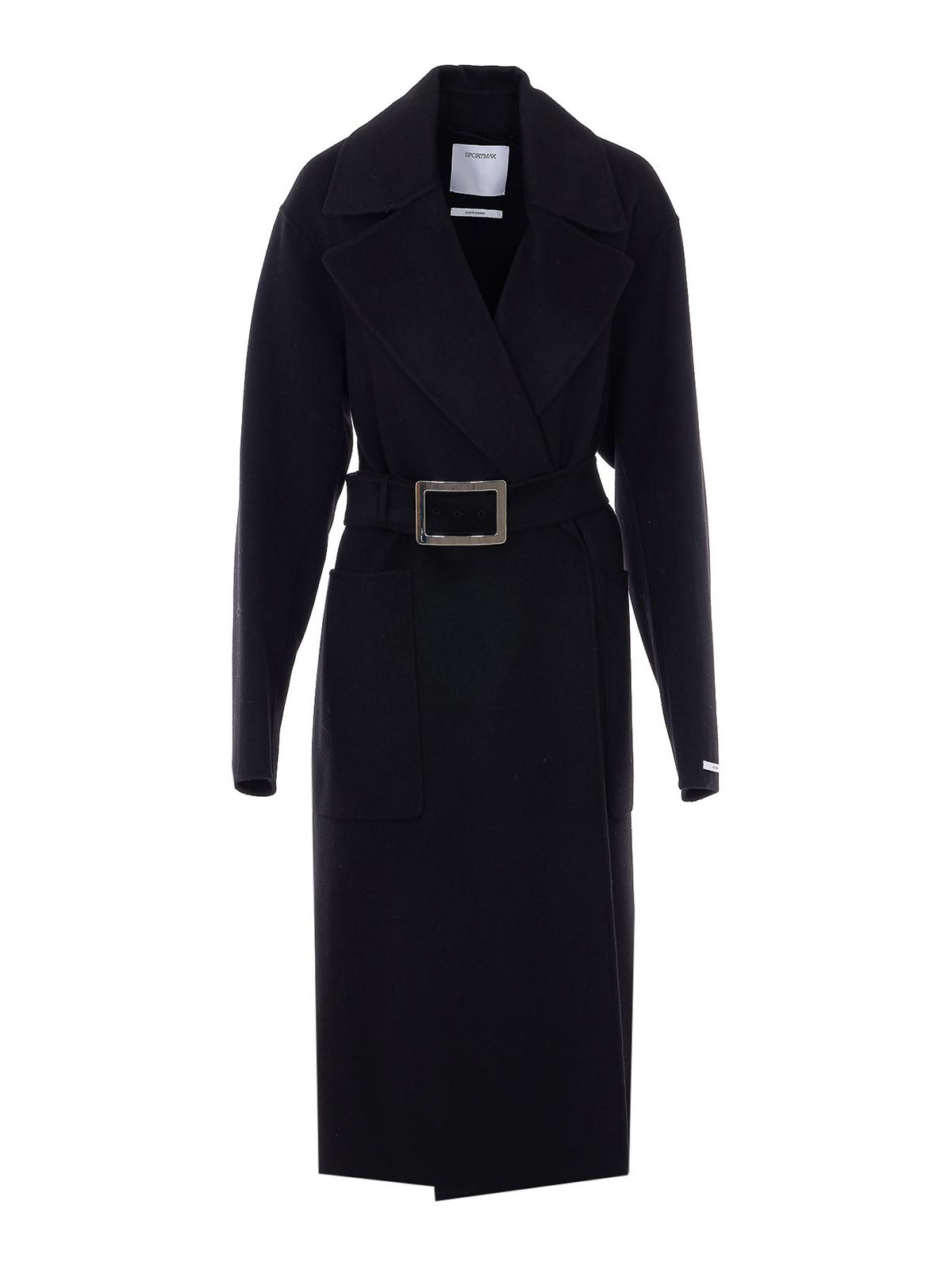 Black Cose Coat With Belt On Waist